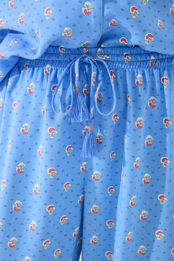 Womensecret Pijama camisera Capri de viscosa azul estampado