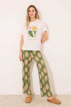 Womensecret Pantalón largo de estar por casa con flores de viscosa estampado