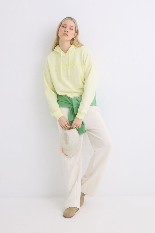 Womensecret Sudadera capucha felpa algodón amarillo amarillo