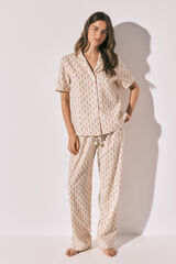 Women'secret Pijama larga camisera ikat marfil
