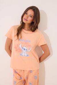 Womensecret Pijama Capri de Lilo & Stitch en algodón naranja naranja