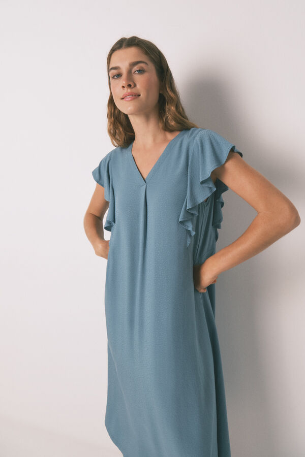 Womensecret Camisón midi holgado con estampado floral verde verde