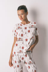 Women'secret Pijama capri acanalado de Snoopy gris gris