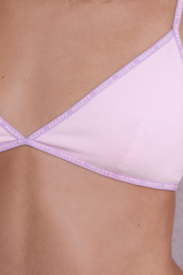 HI&BYE Brasier triangular de algodón rosa con copas extraíbles rosa