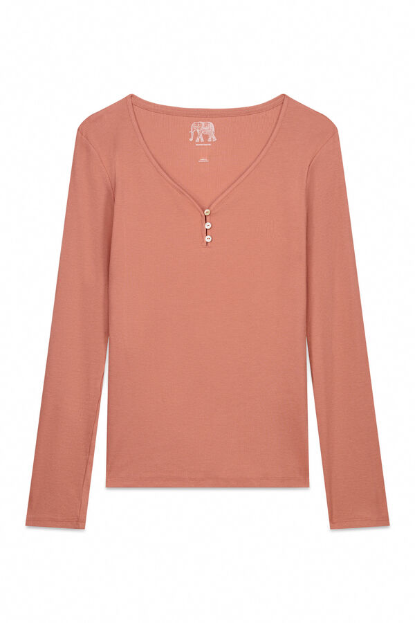 Women'secret Playera de panadero de algodón marrón naranja