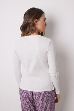 Womensecret Playera manga larga canalé gris gris