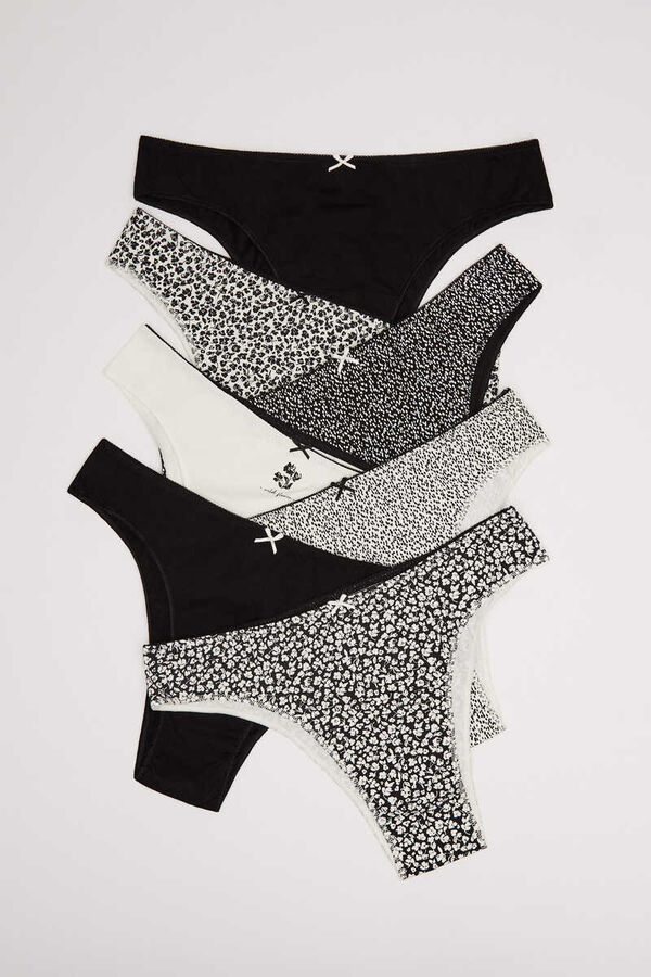 Womensecret Pack 7 panties brasileños algodón negro amarillo