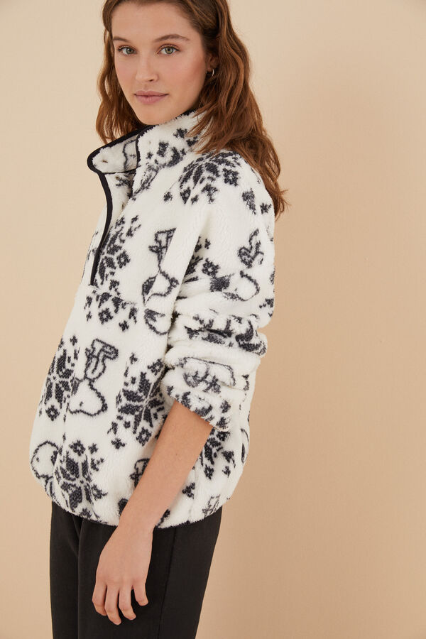 Womensecret Pijama larga borreguito y polar Snoopy blanco