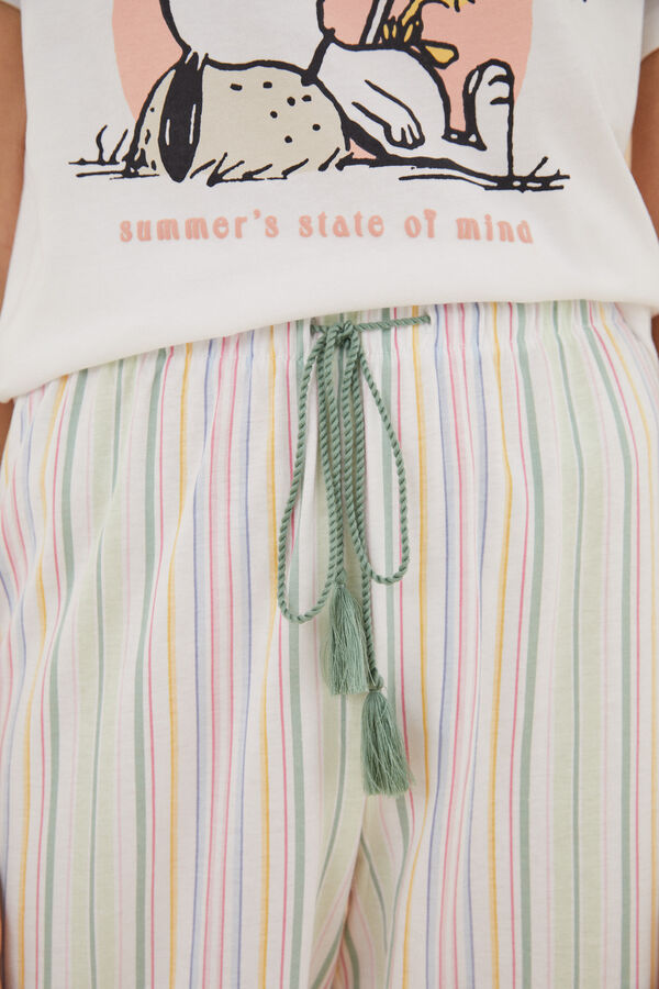 Womensecret Pijama larga 100% algodón Snoopy blanco marfil