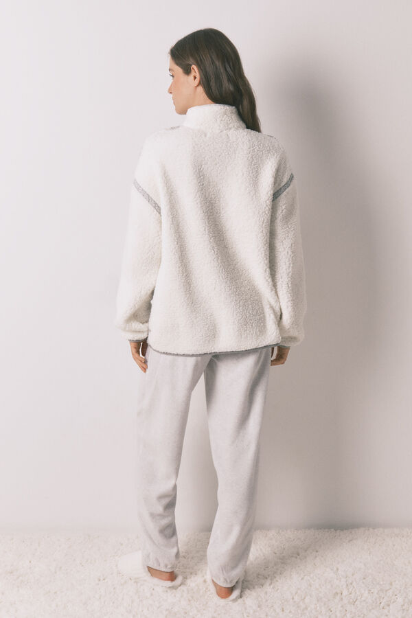 Women'secret Pijama larga de borrego y forro polar con estampado largo estampado