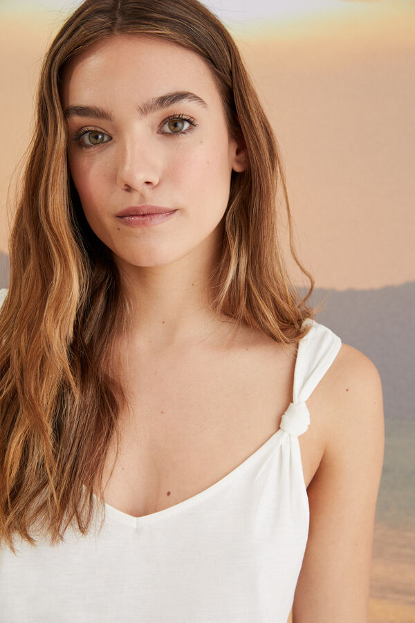 Womensecret Top tirantes 100% algodón beige marfil