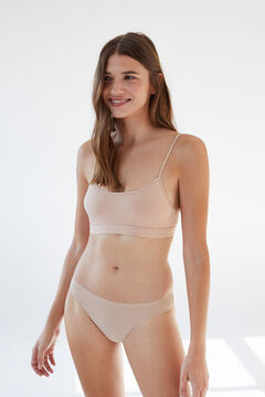 Womensecret Sujetador top algodón con relleno y cierre nude nude