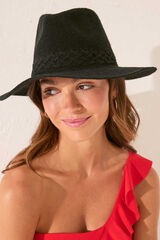 Womensecret Sombrero negro detalle trenzado  negro