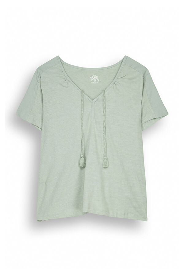 Womensecret Playera verde manga corta 100% algodón verde