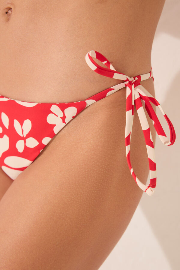 Womensecret Panty bikini reversible tiras print rojo estampado