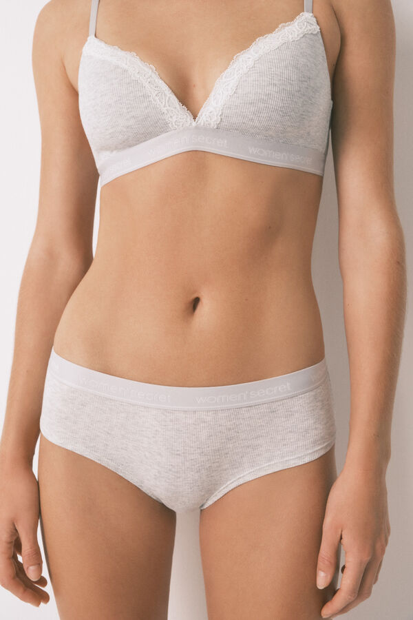 Women'secret Panty brasileño ancha de algodón gris gris