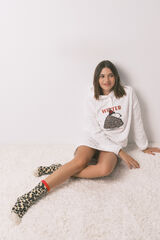 Women'secret Camis&oacute;n corto de forro polar con capucha blanca de Snoopy blanco