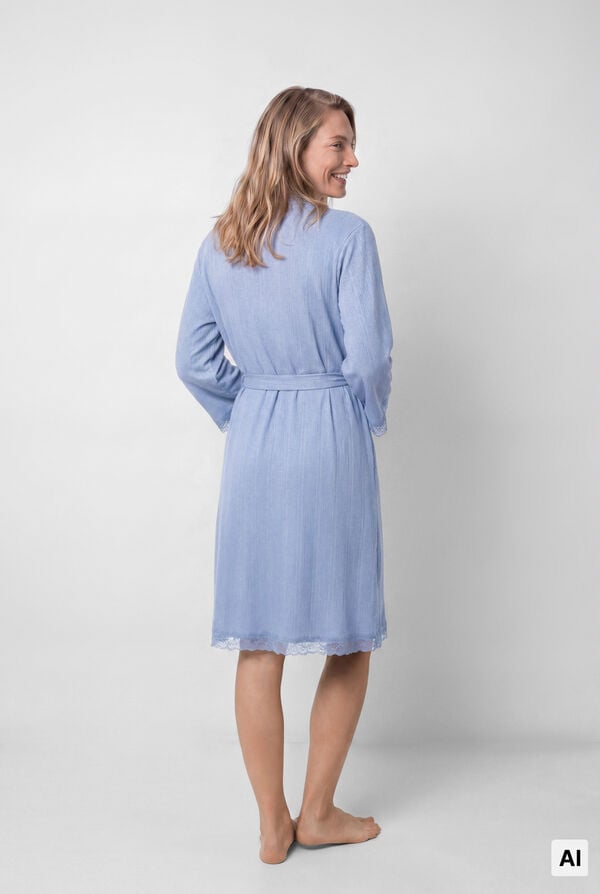 Women'secret Bata midi con cintur&oacute;n azul azul