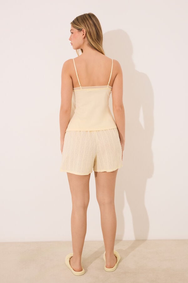 Womensecret Pijama de tirantes de algodón amarillo amarillo
