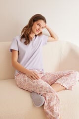 Womensecret Pijama Capri 100% algodón malva Paisley rosa