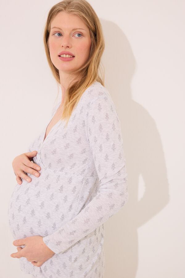Womensecret Pijama de premamá gris de soft touch gris
