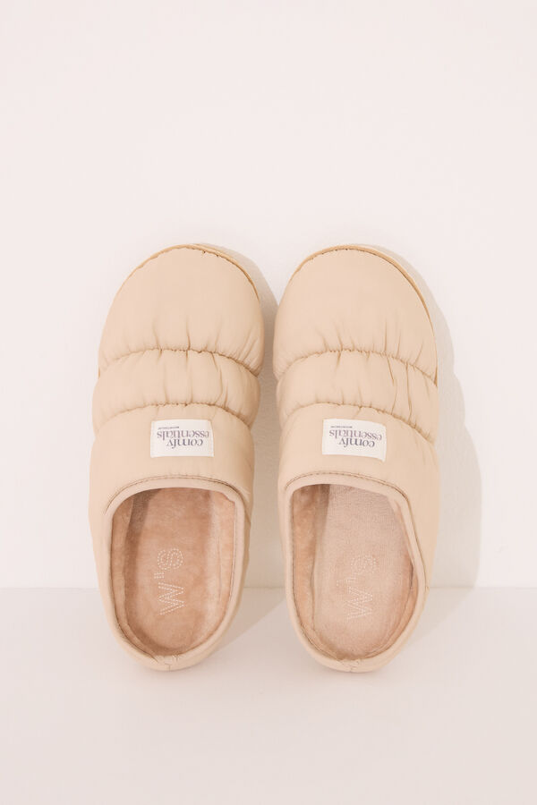 Womensecret Pantuflas nylon acolchado beige café