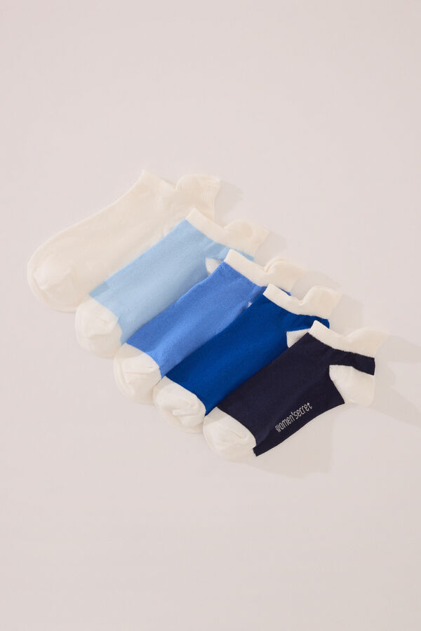 Womensecret Pack de 5 calcetines deportivos short azules estampado