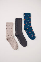 Womensecret Pack 3 calcetines altos otoño estampado
