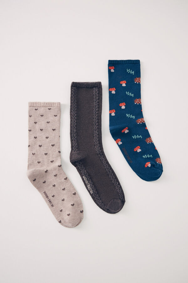 Womensecret Pack 3 calcetines altos otoño estampado