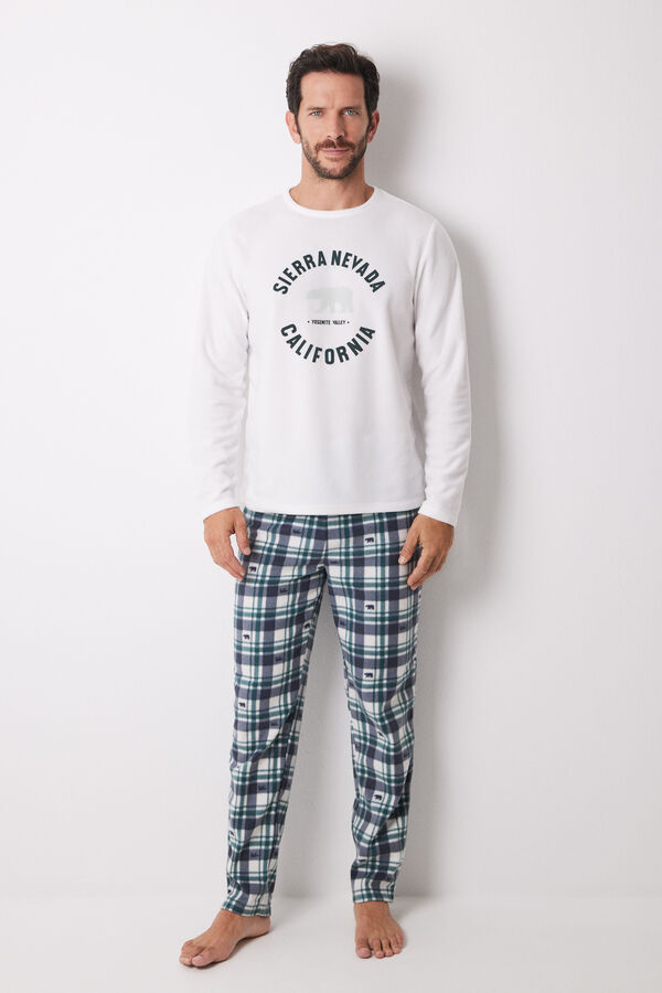 Womensecret Pijama larga hombre polar "Sierra Nevada" marfil