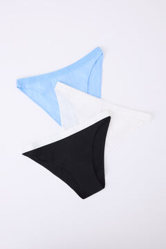 Womensecret Pack 3 bragas clásicas blanco, negro, azul blanco