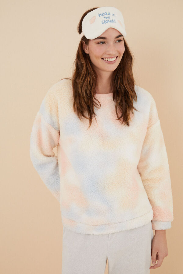 Womensecret Pijama largo borreguito y polar multicolor estampado