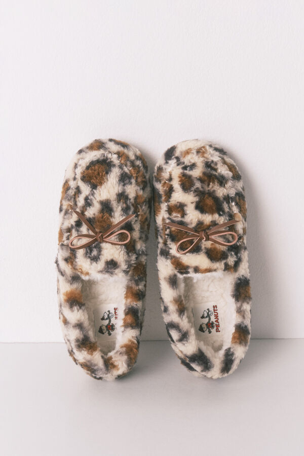 Women'secret Pantuflas para casa de borrego con estampado animal  estampado
