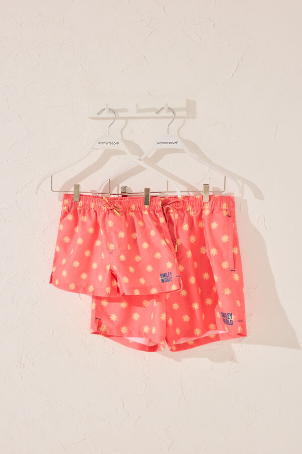 Womensecret Traje de baño para niño con estampado de emoticonos coral