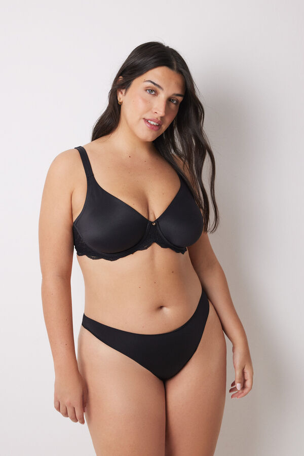 Womensecret REAL brasier reductor microfibra y encaje negro negro