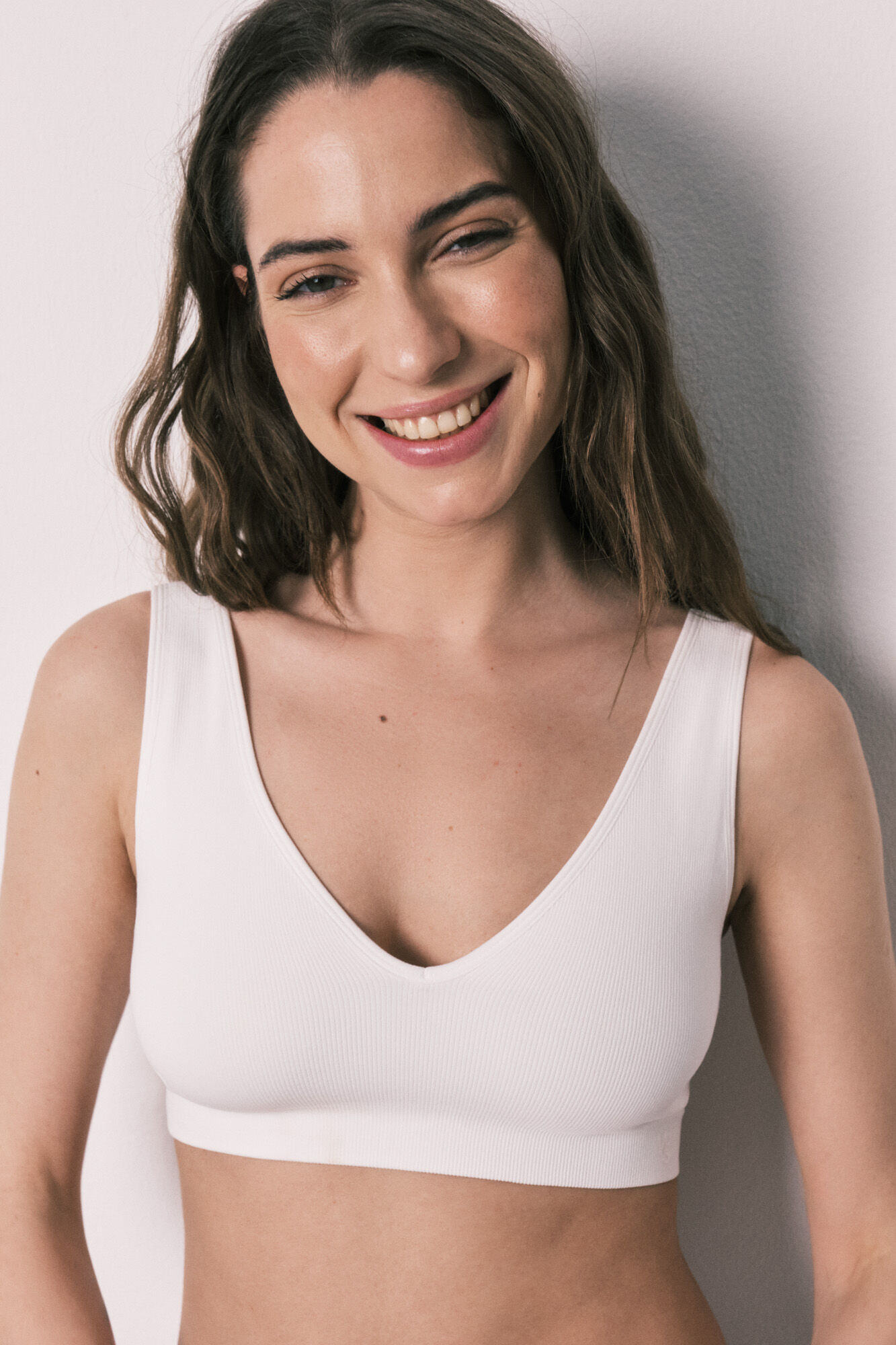 Women'secret Top halter liso clean cut blanco