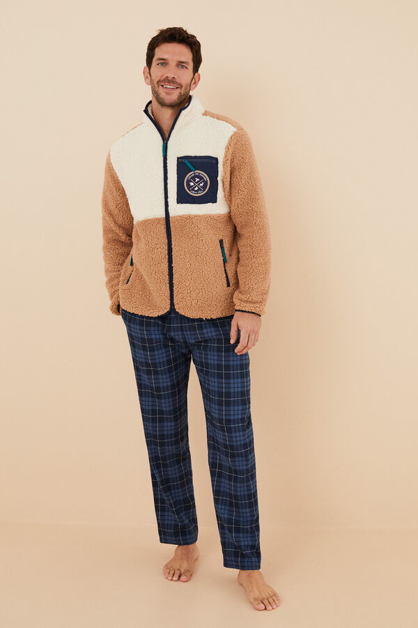 Women'secret Bata corta hombre borreguito. café