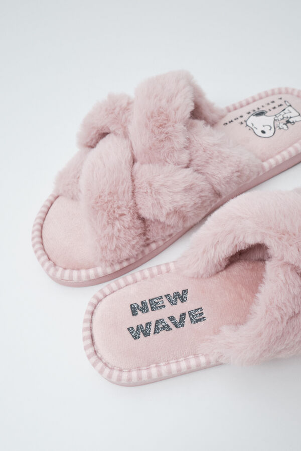 Women'secret Pantunflas de peluche Snoopy rosa rosa