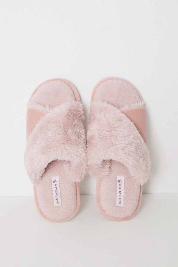 Womensecret Pantuflas abiertas pelito rosa rosa