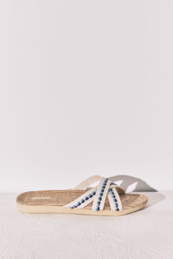 Women'secret Sandalias de rafia con tiras cruzadas caf&eacute;