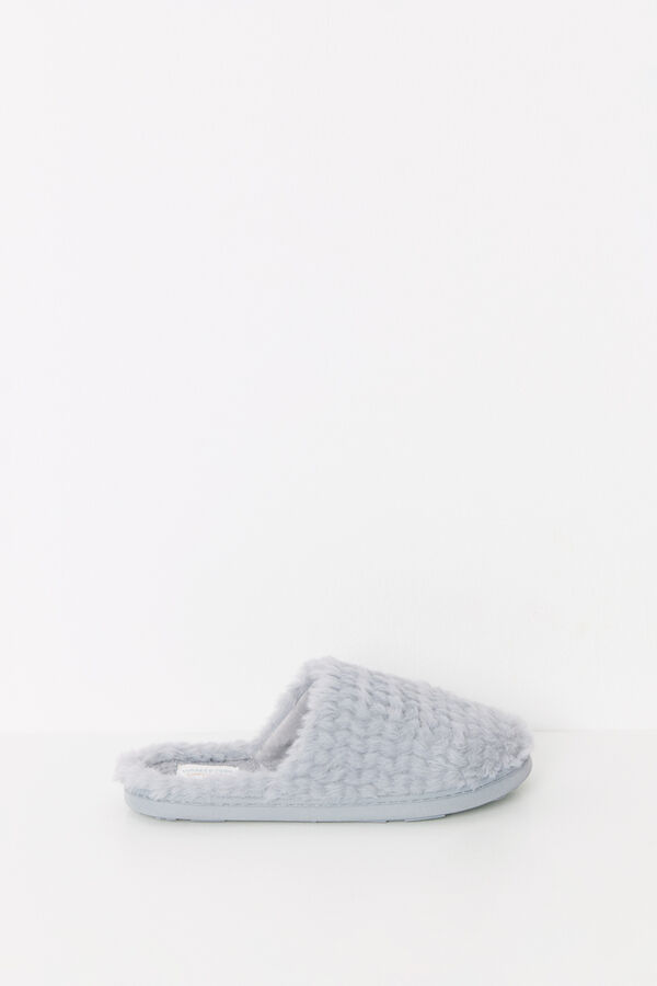 Womensecret Pantuflas casa tejido pelo gris gris