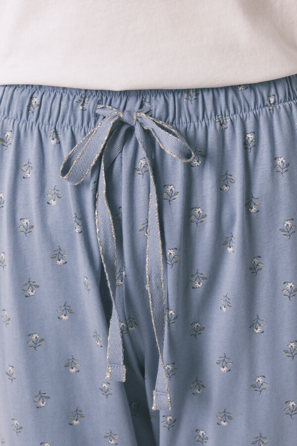 Women'secret Pijama larga con pantalón floral marfil