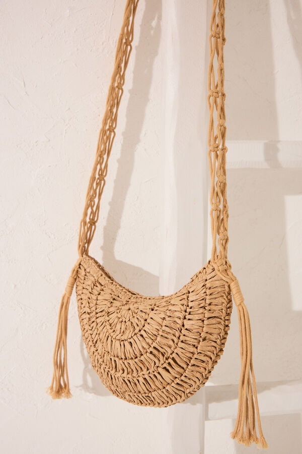 Womensecret Bolsa pequeña rafia café
