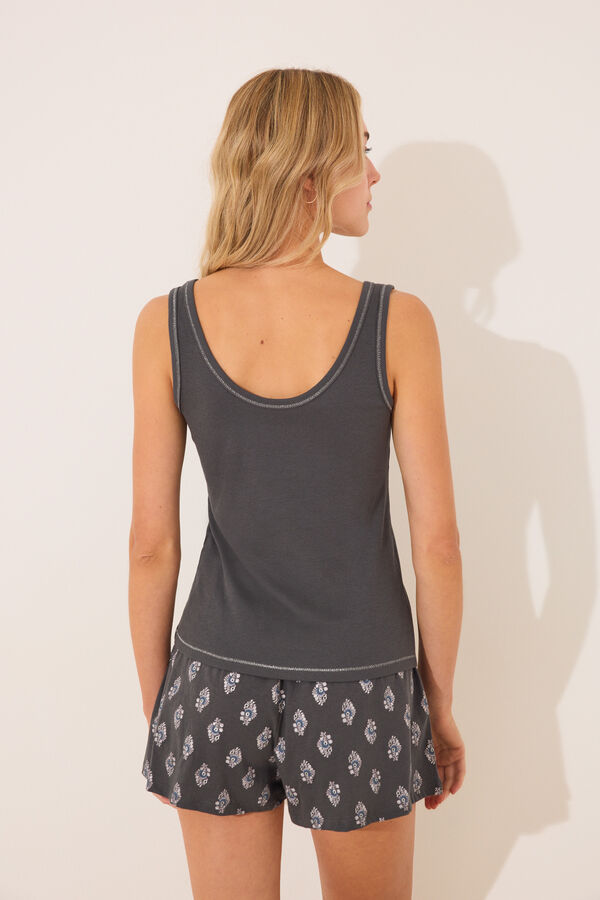 Womensecret Pijama corta con tirantes en algodón paisley gris gris
