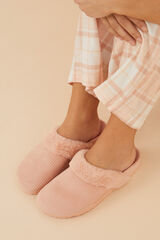 Womensecret Pantuflas estilo zueco de pana café rosa