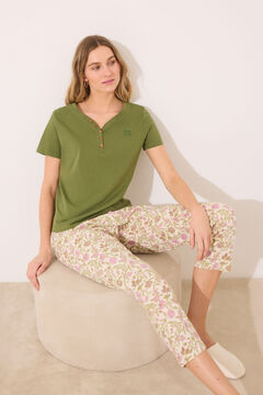 Womensecret Playera manga corta 100% algodón color verde kaki