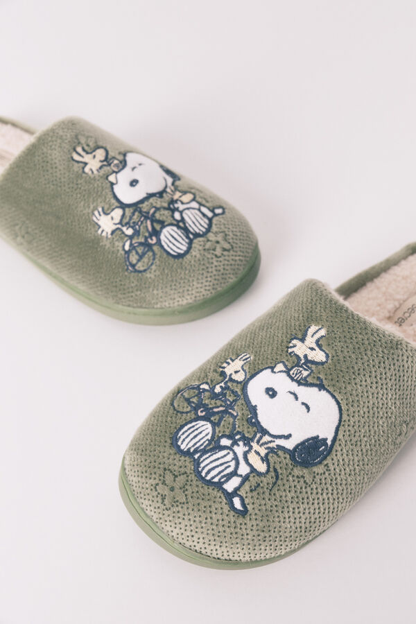 Womensecret Pantuflas para casa caqui oscuro de Snoopy kaki