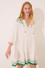 Womensecret Playera de dormir midi de viscosa color marfil marfil