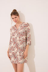 Womensecret Playera de dormir short con estampado de hojas marfil