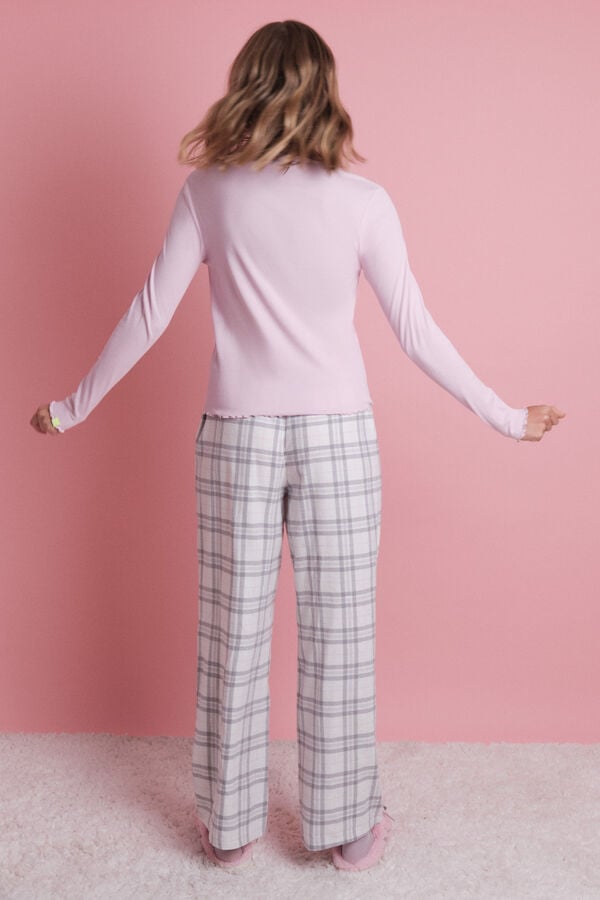 HI&BYE Pijama larga con logo rosa  rosa